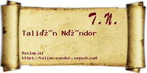 Talián Nándor névjegykártya